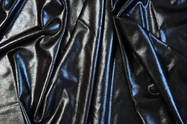 Negro Ondas Tela Azul Fondo Textil Abstracto Tela Como Aceite — Foto de Stock