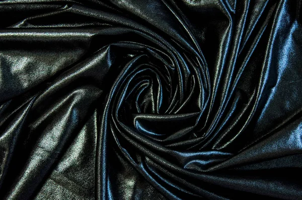 Negro Ondas Tela Azul Fondo Textil Abstracto Tela Como Aceite — Foto de Stock