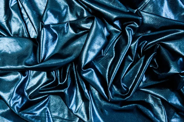 Negro Ondas Tela Azul Fondo Textil Abstracto Tela Como Aceite —  Fotos de Stock