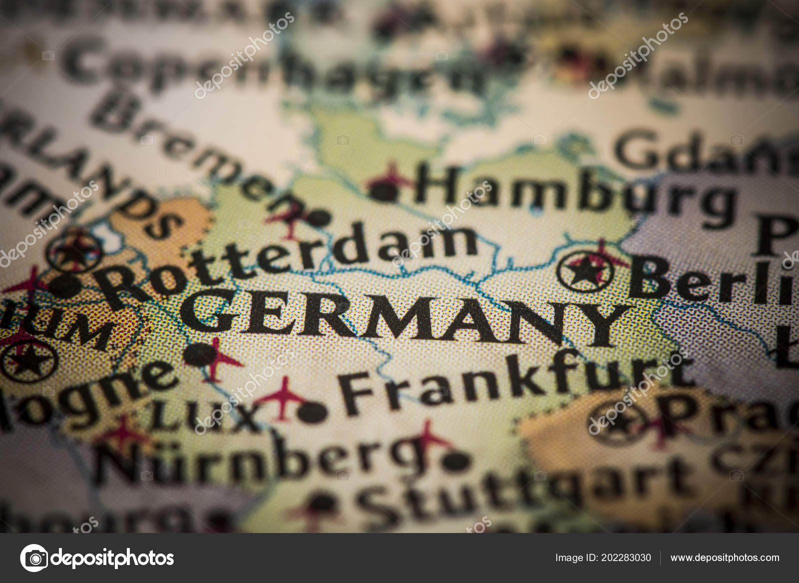 Gros Plan Allemagne Sur Une Carte Monde Photographie