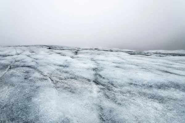 Superficie Del Ghiacciaio Solheimajokull Islanda Con Nebbia Pesante — Foto Stock