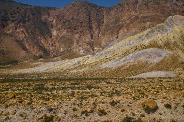 Kükürt kayalar manzara, bir jeotermal faaliyet tespit, sarı sülfür, yüksek sıcaklık