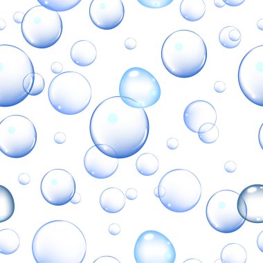 Beyaz zemin üzerine mavi Bubble Dikişsiz desen vektör çizim