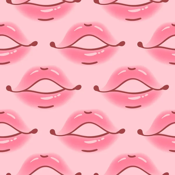 Brush drawn various woman lips seamless vector pattern. Different sexy lips shapes. Doodle style fashion, cosmetology background. Abstract hand drawn artistic texture. — Stock Vector