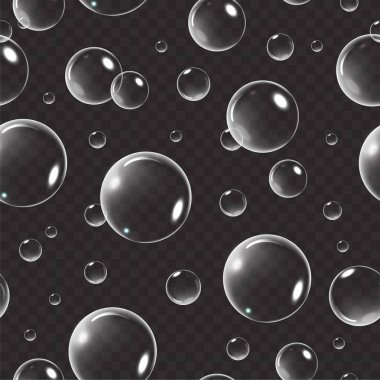 Saydam arka plan üzerinde beyaz Bubble Dikişsiz desen vektör çizim