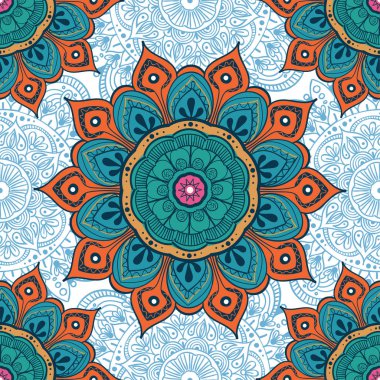 Çiçek mandala renkli arka plan kartları, baskı, Tekstil ve boyama kitapları için. Seamless modeli