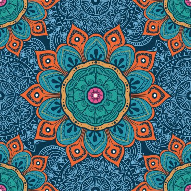 Çiçek mandala renkli arka plan kartları, baskı, Tekstil ve boyama kitapları için. Seamless modeli