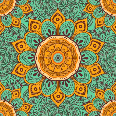 Çiçek mandala renkli arka plan kartları, baskı, Tekstil ve boyama kitapları için. Seamless modeli