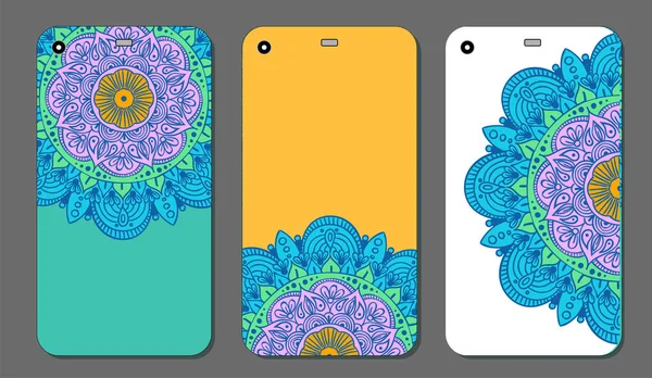 Telefon servis talebi mandala tasarım kümesi. Vintage dekoratif öğeler. Elle çizilmiş arka plan. Islam, Arapça, Indian, Osmanlı motifleri