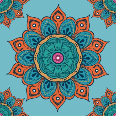 Çiçek mandala renkli arka plan kartları, baskı, Tekstil ve boyama kitapları için. Seamless modeli