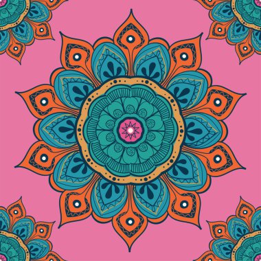 Çiçek mandala renkli arka plan kartları, baskı, Tekstil ve boyama kitapları için. Seamless modeli