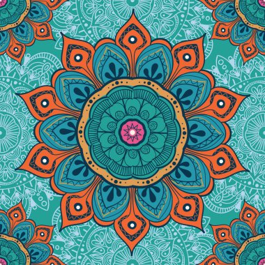 Çiçek mandala renkli arka plan kartları, baskı, Tekstil ve boyama kitapları için. Seamless modeli