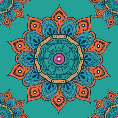 Çiçek mandala renkli arka plan kartları, baskı, Tekstil ve boyama kitapları için. Seamless modeli