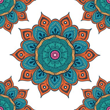 Çiçek mandala renkli arka plan kartları, baskı, Tekstil ve boyama kitapları için. Seamless modeli