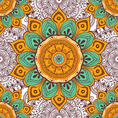 Çiçek mandala renkli arka plan kartları, baskı, Tekstil ve boyama kitapları için. Seamless modeli