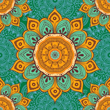 Çiçek mandala renkli arka plan kartları, baskı, Tekstil ve boyama kitapları için. Seamless modeli