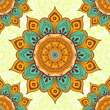 Çiçek mandala renkli arka plan kartları, baskı, Tekstil ve boyama kitapları için. Seamless modeli