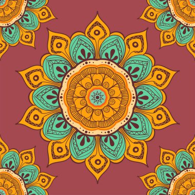 Çiçek mandala renkli arka plan kartları, baskı, Tekstil ve boyama kitapları için. Seamless modeli