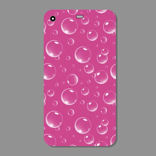 Custodia per telefono viola scintillante. Modello viola cover smartphone con bolle. Illustrazione vettoriale — Vettoriale Stock