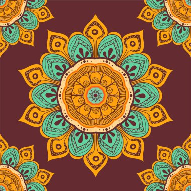 Çiçek mandala renkli arka plan kartları, baskı, Tekstil ve boyama kitapları için. Seamless modeli