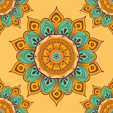 Çiçek mandala renkli arka plan kartları, baskı, Tekstil ve boyama kitapları için. Seamless modeli