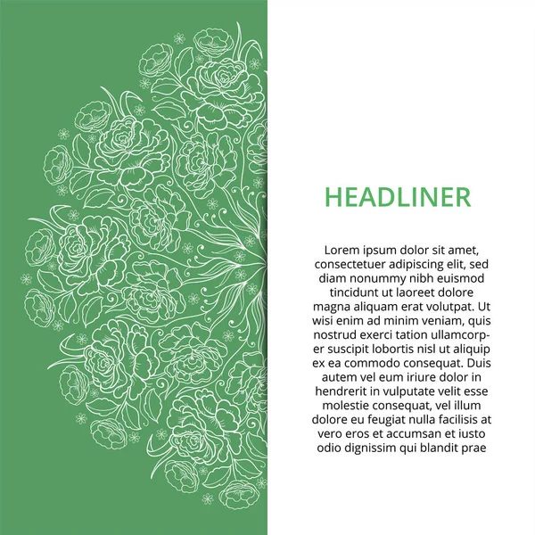 Banner vetorial definido com ornamento floral. Rosa, tulipa, folha. Ornamento circular . —  Vetores de Stock