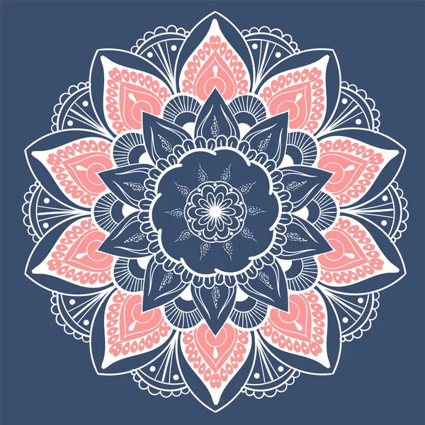 Mandala Vector ontwerpelement. Ronde ornament versiering. Kleurrijke bloemenpatroon. Gestileerde bloemen motief. Complexe bloeien weave medaillon. Tattoo print — Stockvector