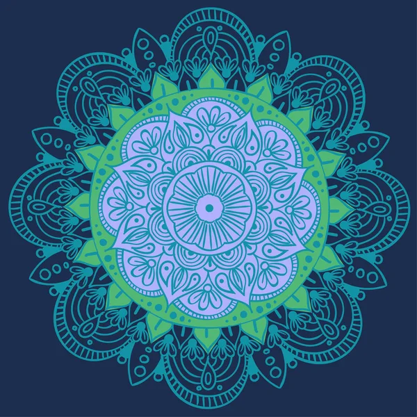 Mandala Vector ontwerpelement. Ronde ornament versiering. Kleurrijke bloemenpatroon. Gestileerde bloemen motief. Complexe bloeien weave medaillon. Tattoo print — Stockvector