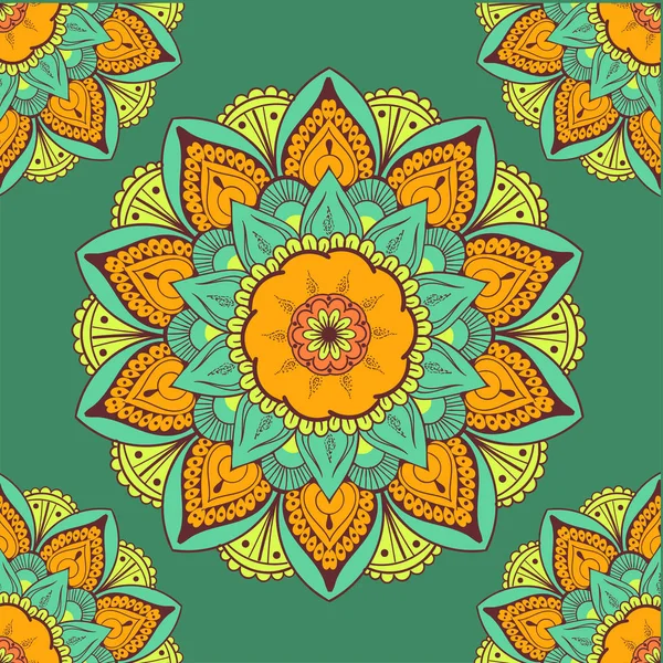 Çiçeksel güdüleri olan kusursuz etnik düzen. Kumaş ve kağıt için mandala stilize baskı şablonu. Boho şık tasarım. Yaz modası.