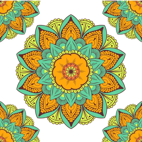 Çiçeksel güdüleri olan kusursuz etnik düzen. Kumaş ve kağıt için mandala stilize baskı şablonu. Boho şık tasarım. Yaz modası.