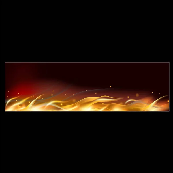 Bannière de feu chaud avec des flammes orange pour votre conception — Image vectorielle