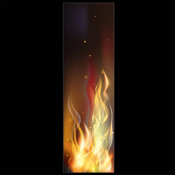 Banner de fogo quente com chamas laranja para o seu design — Vetor de Stock