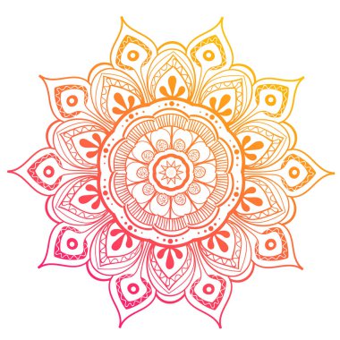 Mandala vektör tasarım öğesi. Yuvarlak süsleme dekorasyon. Renkli çiçek deseni. Stilize çiçek motifi. Karmaşık güzelleşmek örgü madalyon. Dövme Yazdır