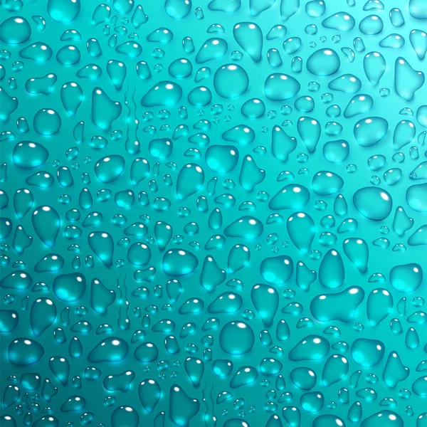 Gotas de água em fundo azul — Vetor de Stock