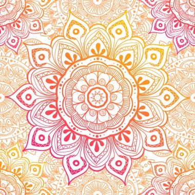 Çiçeksel güdüleri olan kusursuz etnik düzen. Kumaş ve kağıt için mandala stilize baskı şablonu. Boho şık tasarım. Yaz modası.