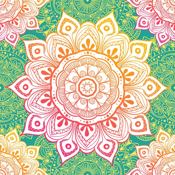 Nahtlose ethnische Muster mit floralen Motiven. Mandala stilisierte Druckvorlage für Stoff und Papier. Boho schickes Design. Sommermode. — Stockvektor