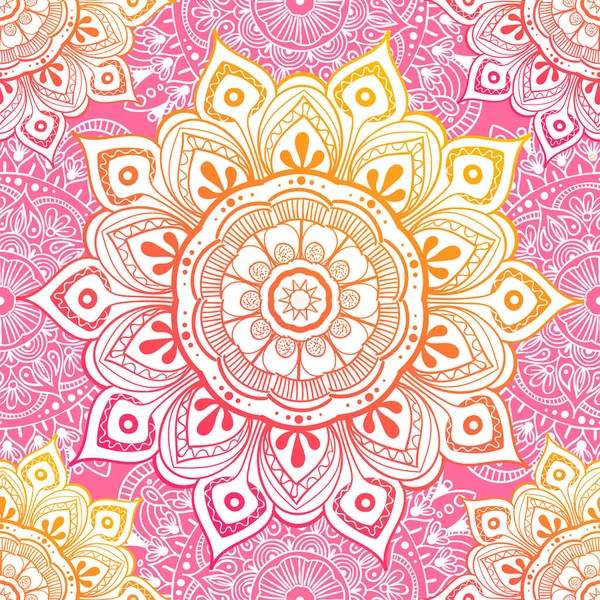 Nahtlose ethnische Muster mit floralen Motiven. Mandala stilisierte Druckvorlage für Stoff und Papier. Boho schickes Design. Sommermode. — Stockvektor