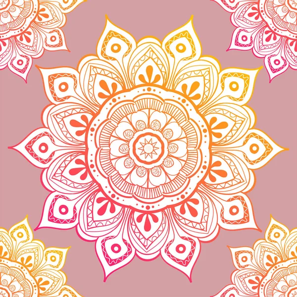 Nahtlose ethnische Muster mit floralen Motiven. Mandala stilisierte Druckvorlage für Stoff und Papier. Boho schickes Design. Sommermode. — Stockvektor