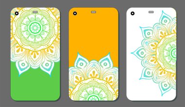 Telefon servis talebi mandala tasarım kümesi. Vintage dekoratif öğeler. Elle çizilmiş arka plan. Islam, Arapça, Indian, Osmanlı motifleri