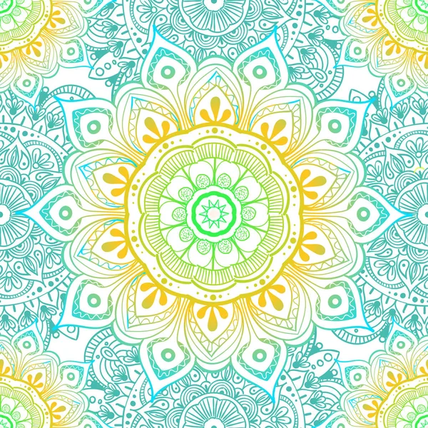 Seamless ethnic pattern with floral motives. Mandala stylized print template for fabric and paper. Boho chic design. Summer fashion. — Stock Vector