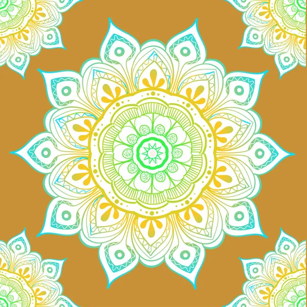 Nahtlose ethnische Muster mit floralen Motiven. Mandala stilisierte Druckvorlage für Stoff und Papier. Boho schickes Design. Sommermode. — Stockvektor