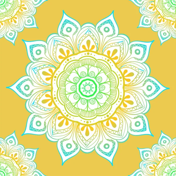 Nahtlose ethnische Muster mit floralen Motiven. Mandala stilisierte Druckvorlage für Stoff und Papier. Boho schickes Design. Sommermode. — Stockvektor