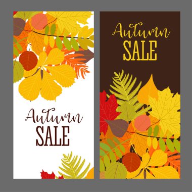 Düşen sonbahar yaprakları ile soyut vektör çizim sonbahar satış arka plan.