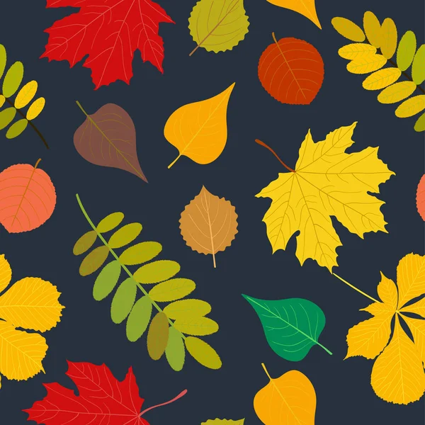 Dikişsiz sonbahar desen turuncu, sarı, kahverengi kırmızı sonbahar orman rowan, huş ağacı, ağaç yaprakları ve otlar. Duvar kağıdı, arka plan güzel, şirin, trendy parlak baskı