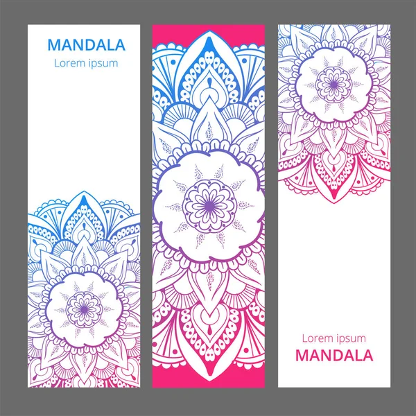Indischen Blumen Paisley Medaillon Banner. Ethnische Mandala-Ornamente. verwendbar für Textilien, Grußkarte, Malbuch, Handyhüllendruck. — Stockvektor