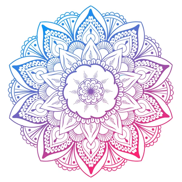 Élément de conception vectorielle Mandala. Décoration ronde d'ornement. Modèle de fleur colorée. Motif floral stylisé. Médaillon tissé fleuri complexe. Empreinte tatouage — Image vectorielle