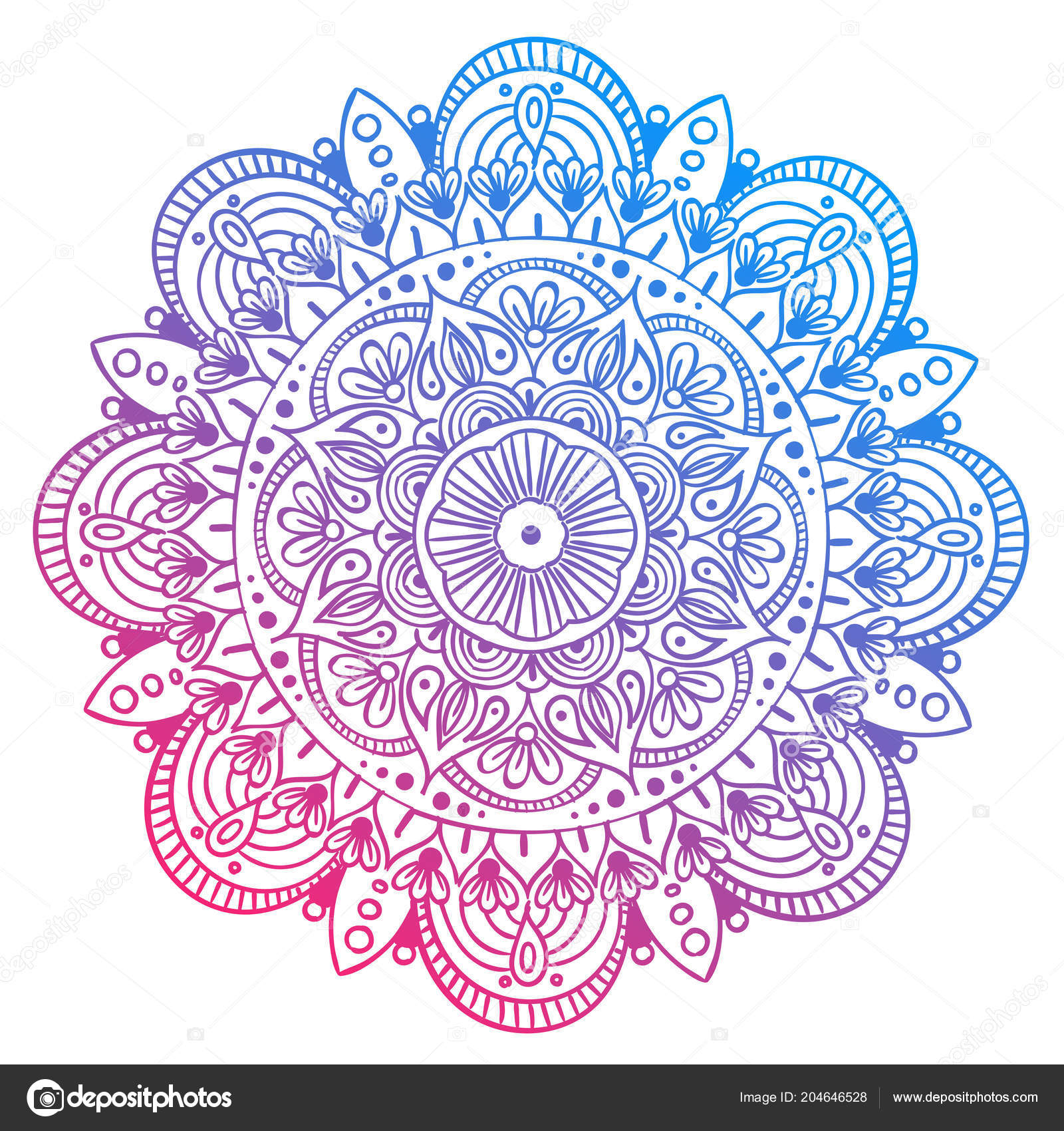 Mandala Vector Design Element Round Ornament Decoration Colorful Flower Pattern Stylized Floral Motif Complex Flourish Weave Medallion Tattoo Print Stock Vector Royalty Free Vector Image By C Mariaaverburg 204646528