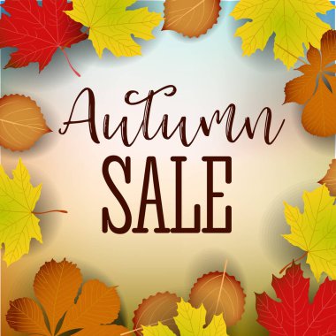 Sonbahar el yazısı. Mevsimlik harf. Web banner şablonu. Vektör illüstrasyonu