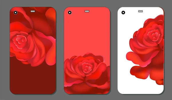Smartphone-Hülle oder Tasche mit Rosen. rosa Vorlage für Telefon — Stockvektor