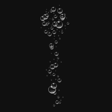 Kabarcıklar su vektör çizim siyah arka plan üzerine altında